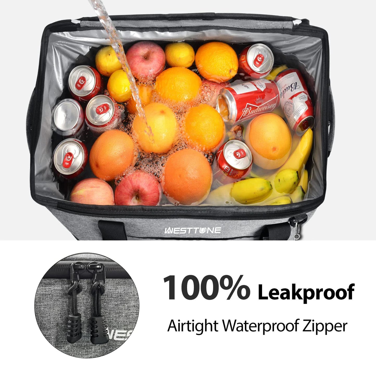 WESTTUNE 75 Cans Soft Cooler Bag Collapsible Cooler Ice Chest Large Leakproof Camping Cooler