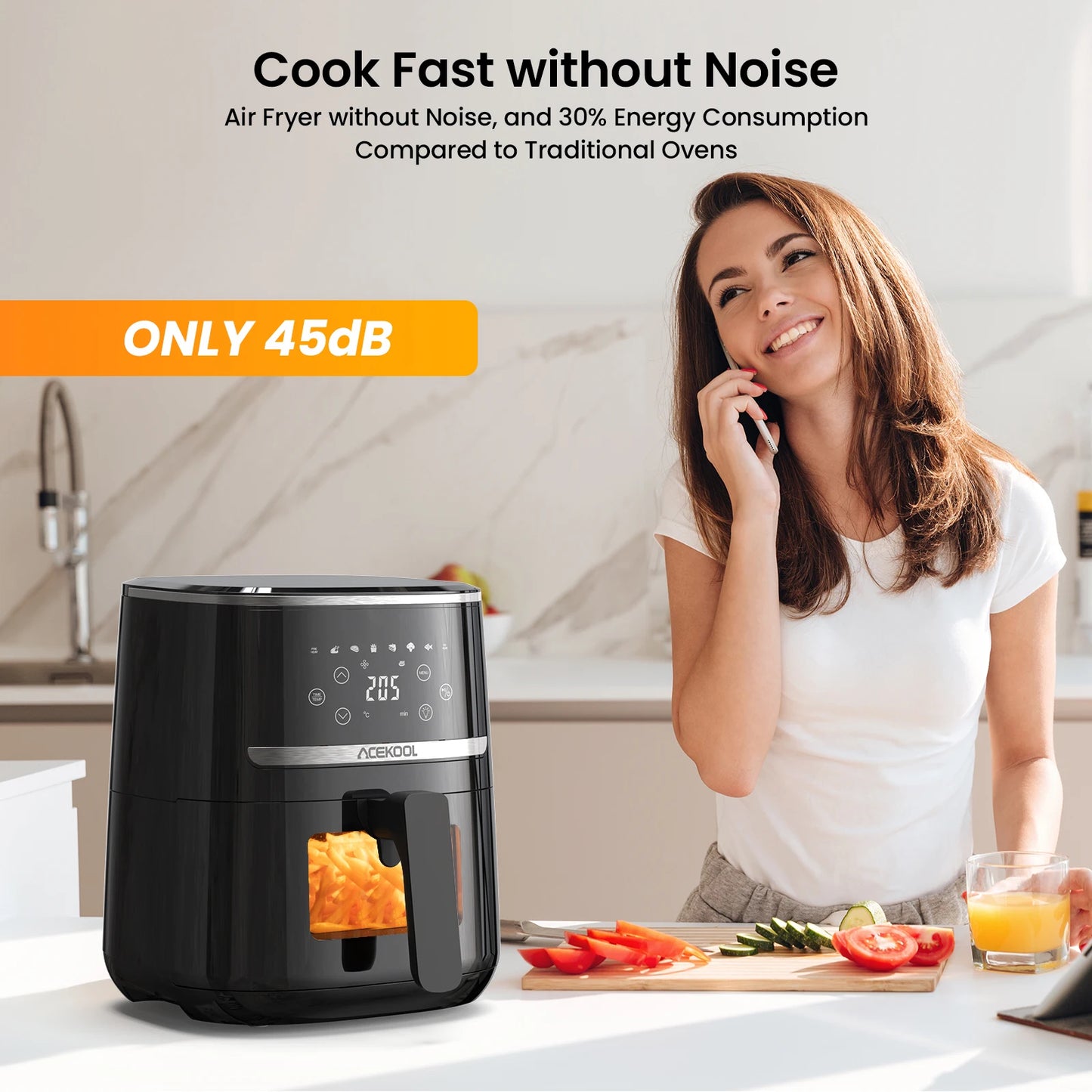 5 Quart Digital Display Air Fryer Toaster Oven Combo with 8 Cooking Presets Oilless Cooker