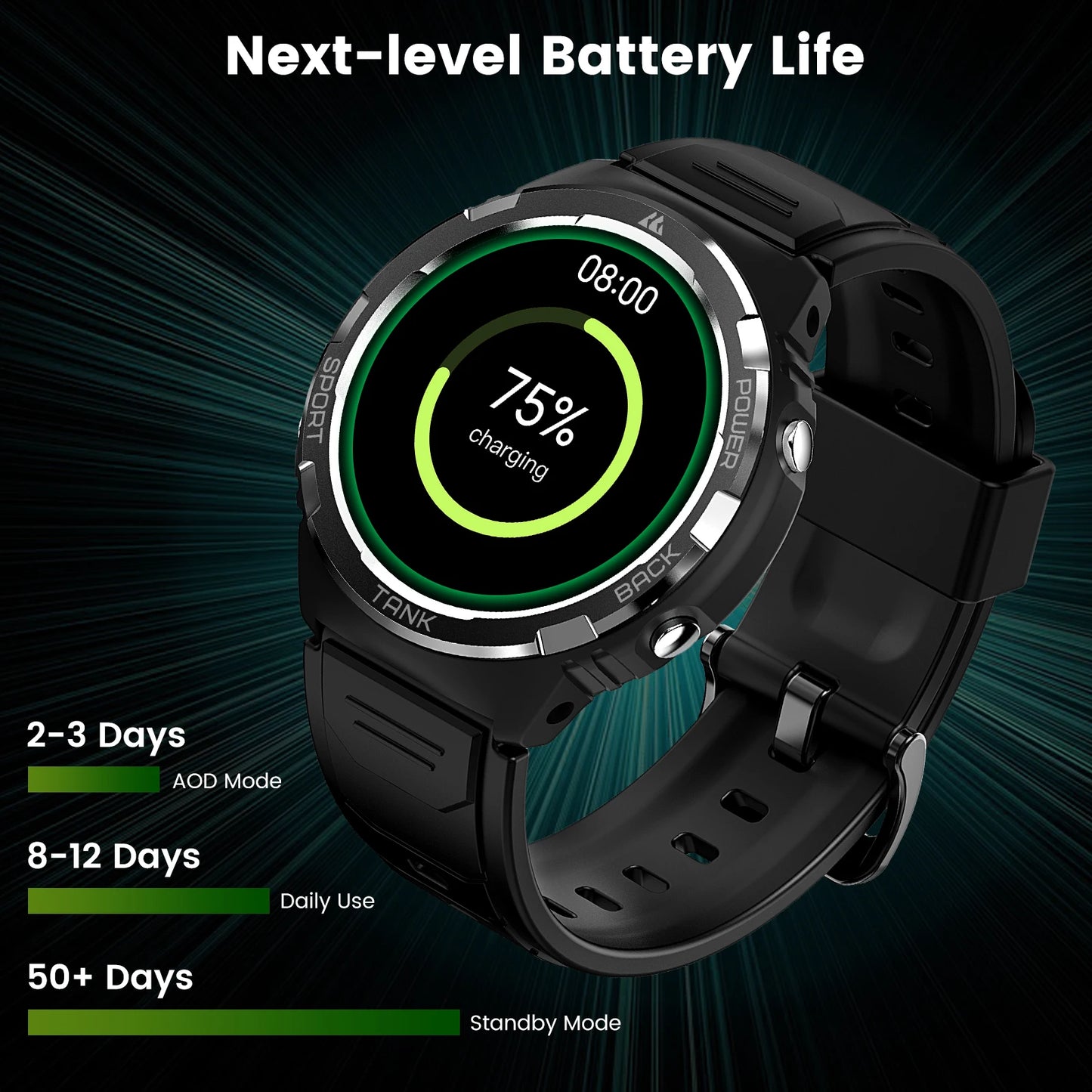 2024 KOSPET TANK S1 Smartwatch Women AMOLED AOD 5ATM Waterproof Smartwatches Bluetooth