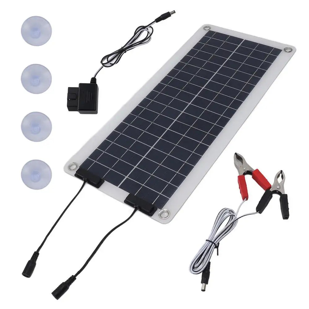 Solar Trickle Charger 100W Waterproof Trickle Charger Solar Battery Maintainer Dual Output 12V-24V