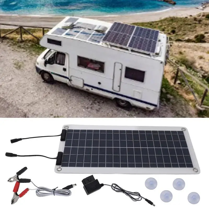 Solar Trickle Charger 100W Waterproof Trickle Charger Solar Battery Maintainer Dual Output 12V-24V