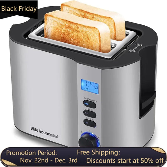 Extra Wide Slot 2-Slice Toaster, Bagel Function Reheat, Defrost, Cancel Functions, 6 Settings