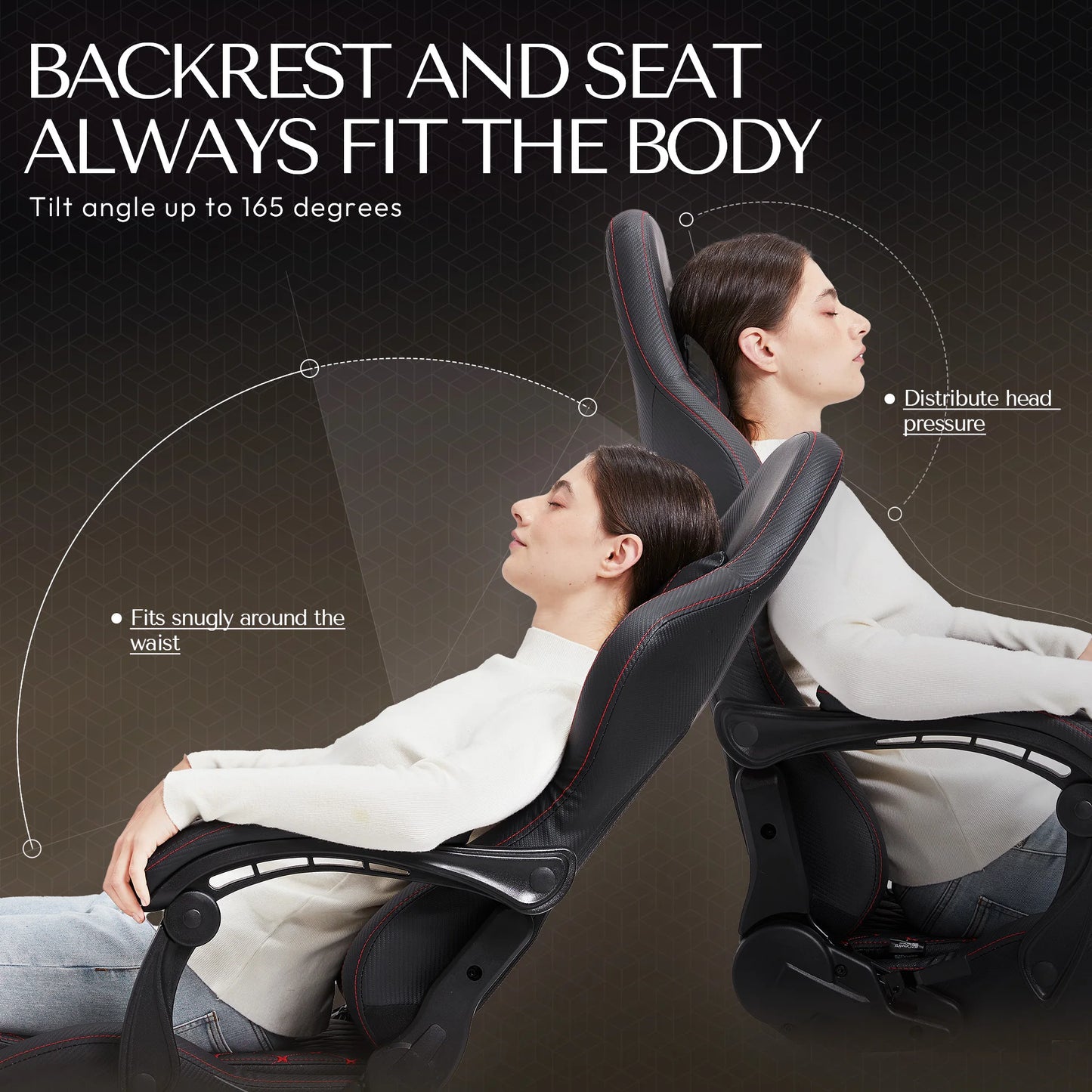 Dowinx Gaming/Office PC Chair with Footrest and Lumbar Support, Vintage Style PU Leather