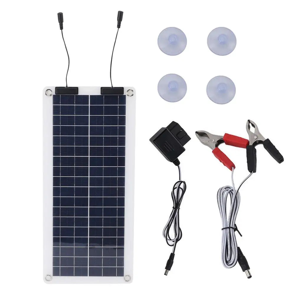 Solar Trickle Charger 100W Waterproof Trickle Charger Solar Battery Maintainer Dual Output 12V-24V
